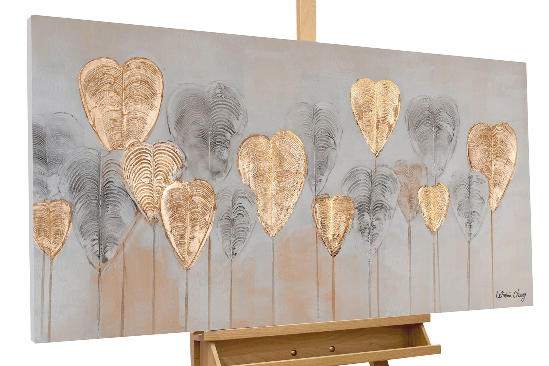 ACRYLBILD HANDGEMALT 120/60 cm - Silberfarben/Goldfarben, Holz/Textil (120/60cm) - KUNSTLOFT