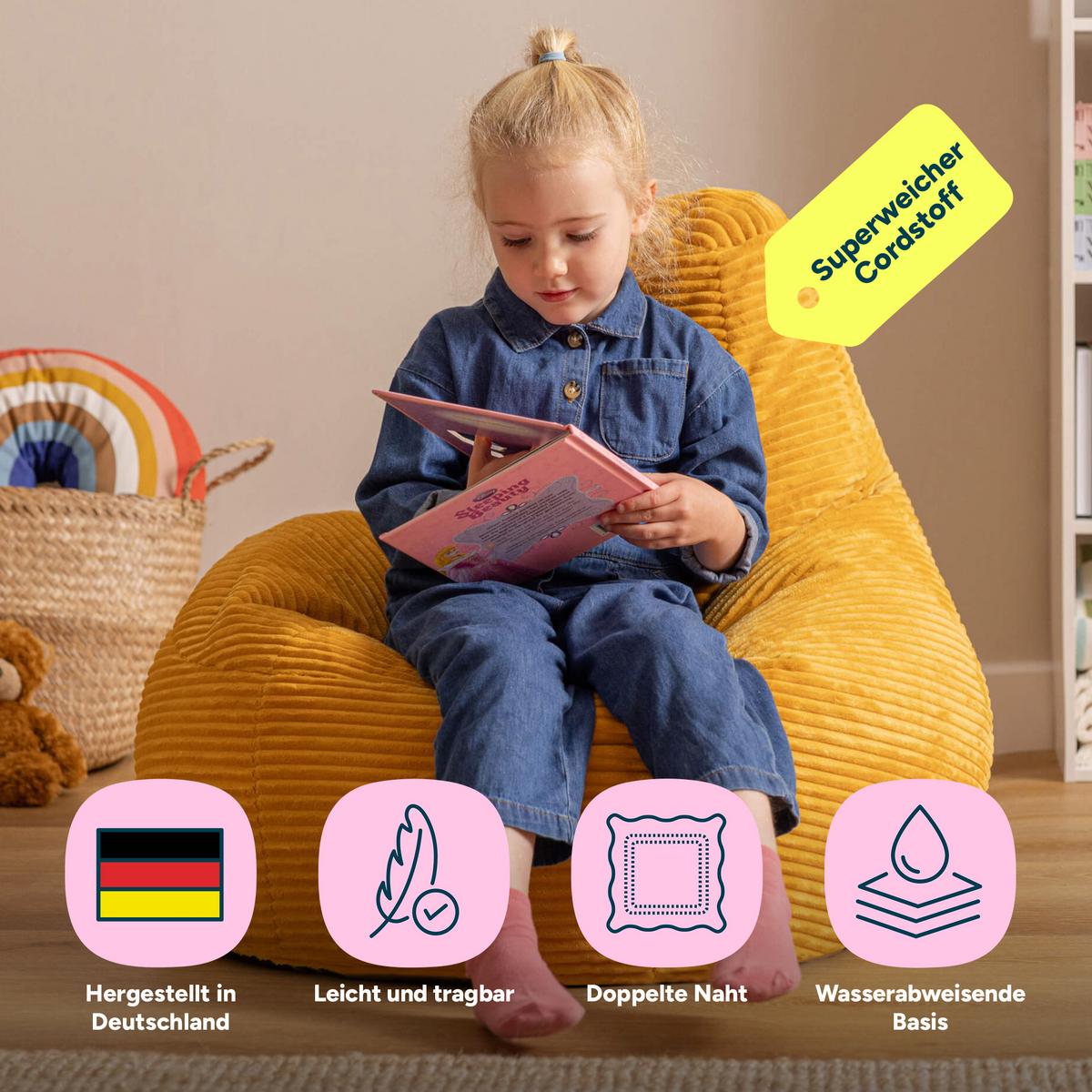 KINDERSITZSACK Sessel Dalton - Gelb, Textil (69/59/65cm) - icon