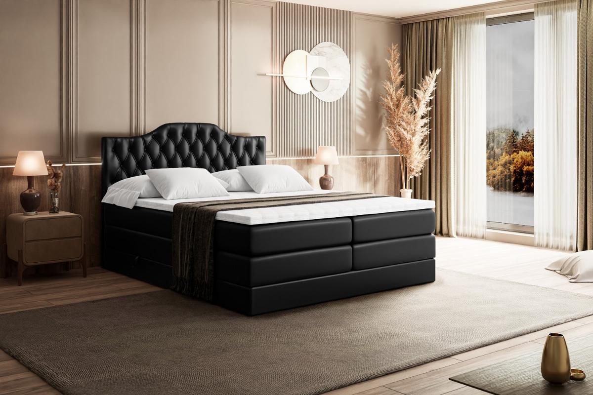 BOXSPRINGBETT VILA-1 KING - 120x200 - H3/H4 - Schwarz Hochglanz - Schwarz Hochglanz, Holzwerkstoff (120/200cm) - ALTDECOR