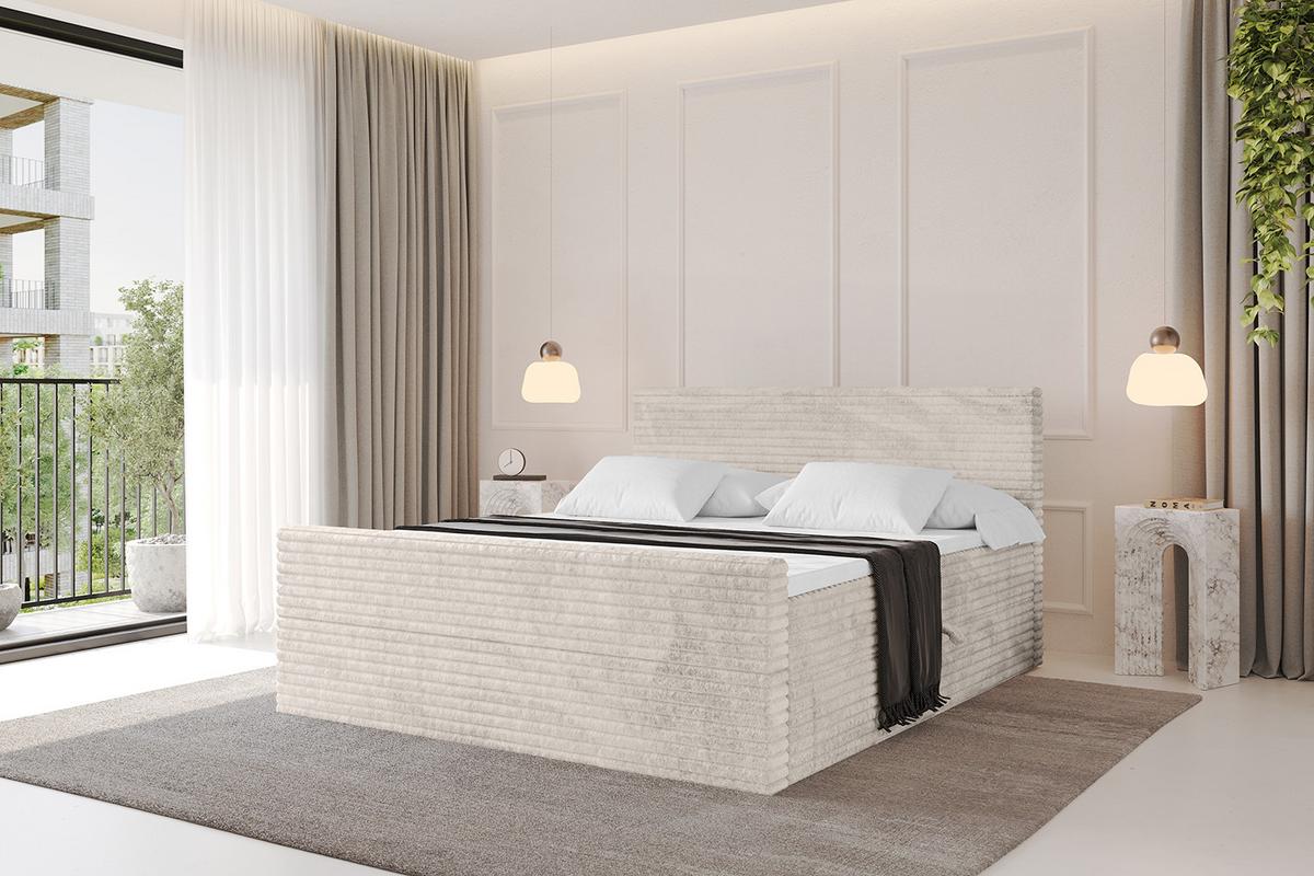 BOXBETT mit Matratze H3 und Lattenrost - TOLO-Z-v1 - 120x200 Cord - Creme - Creme, Holzwerkstoff (120/200cm)