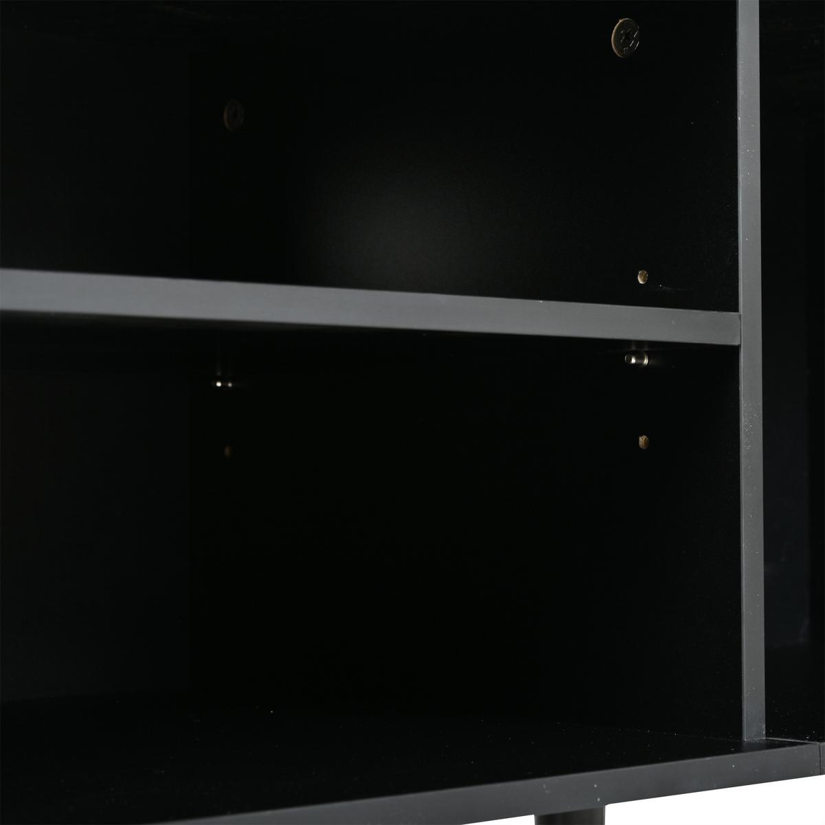 TV-LOWBOARD holzwerkstoff schwarz & holz-optik für tvs bis 70 zoll - Schwarz, Holzwerkstoff (175/53/39.5cm) - Urban Meuble