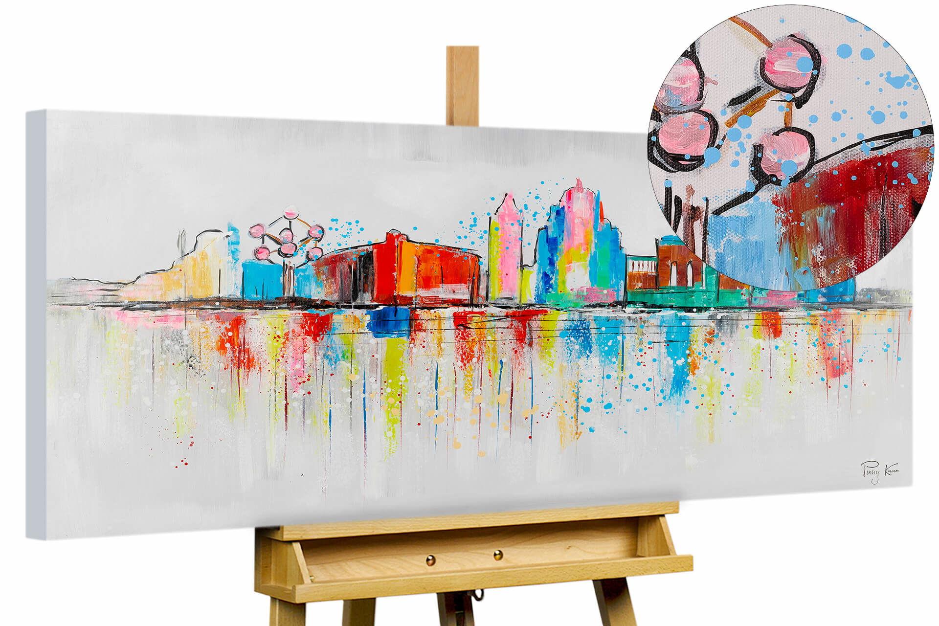 ACRYLBILD HANDGEMALT 120/60 cm - Grau, Holz/Textil (120/60cm) - KUNSTLOFT