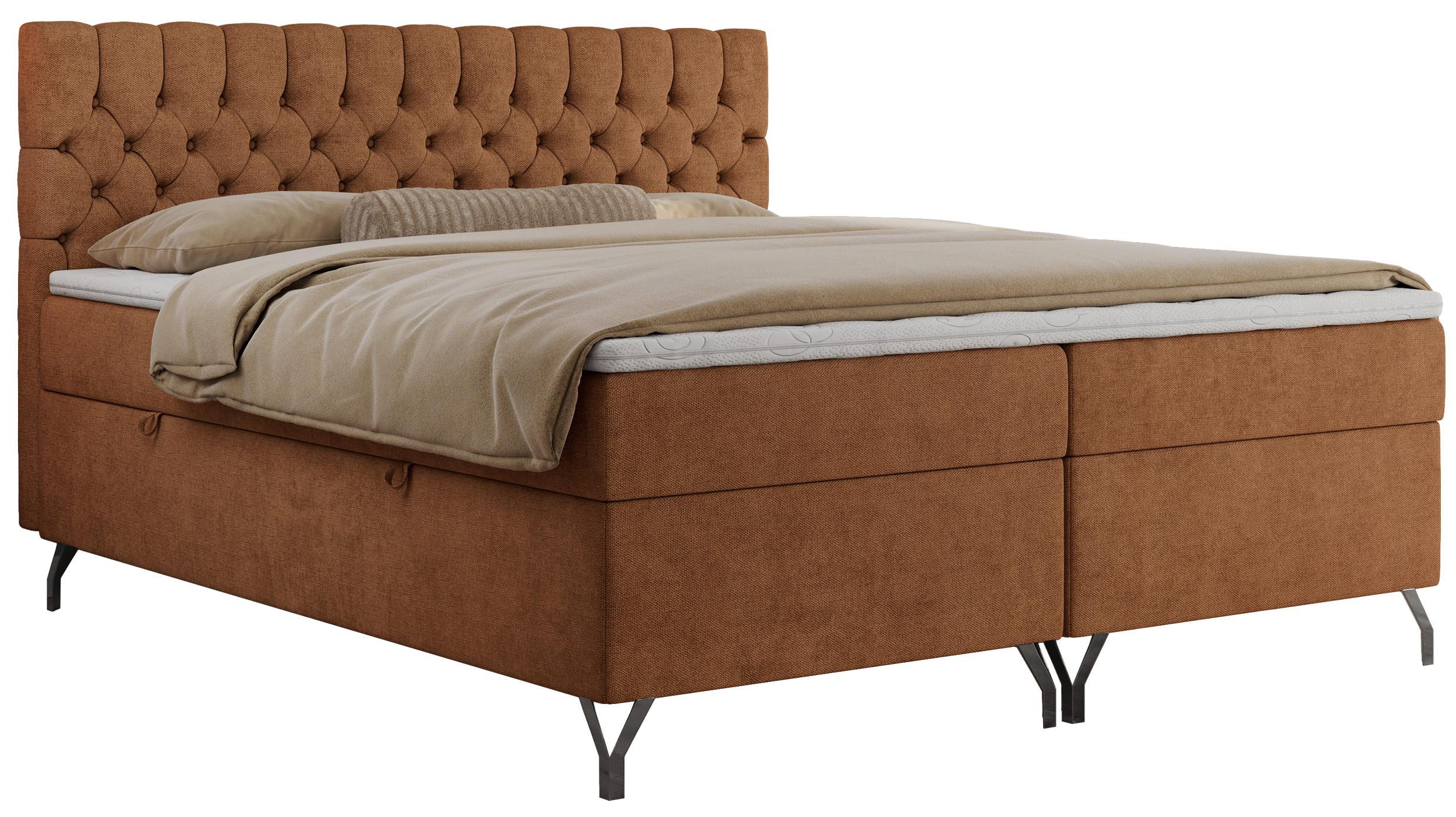BOXBETT GRIMALDI 200/200 Orange Struktur - H3 - Orange, Holz/Textil (200/200cm) - MKS