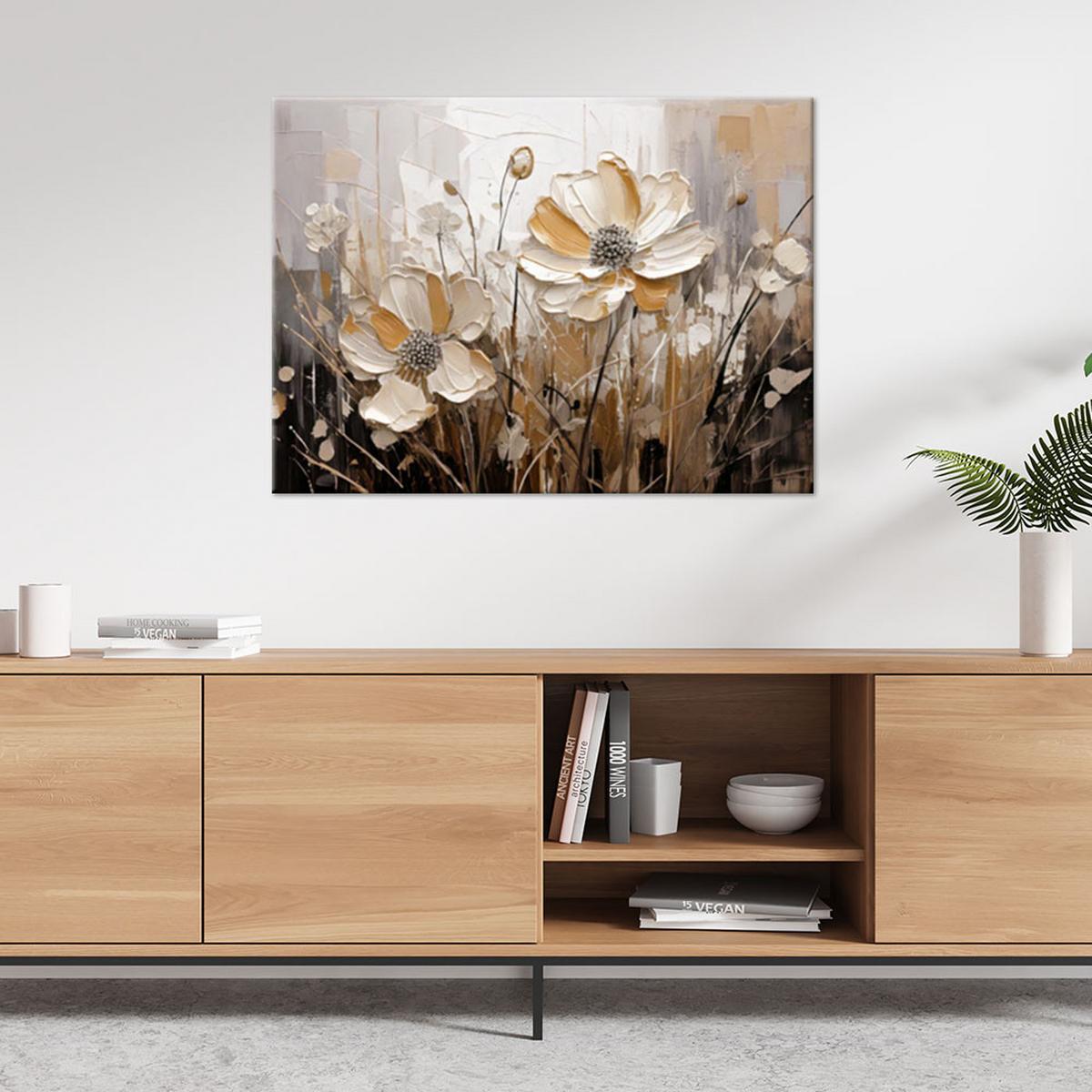 LEINWANDBILD Blumen 60x40cm - Beige, Textil (60/40cm) - Feeby