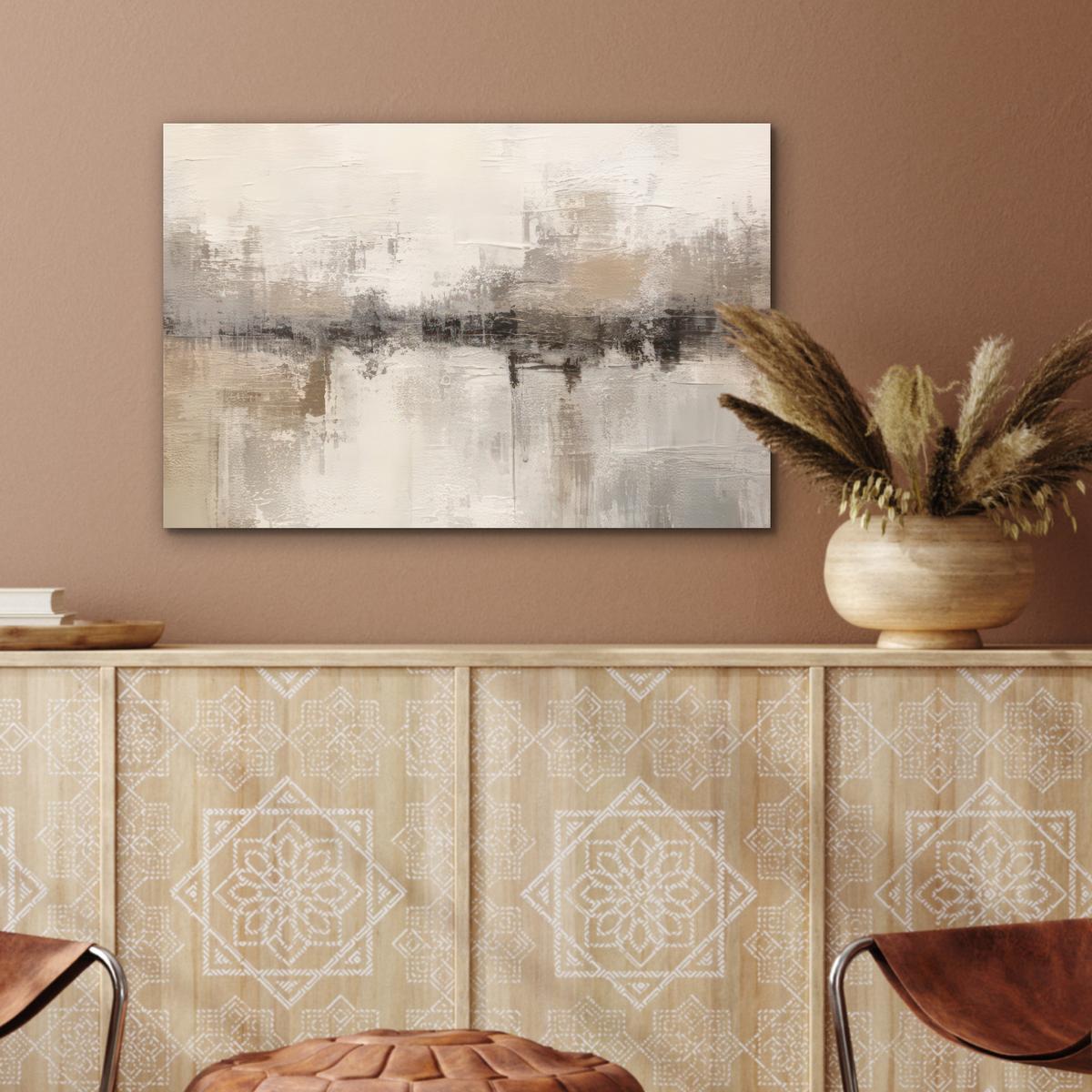 METALLBILD Moderne Kunst - Abstrakt - Beige Wandbild 60x40 cm - Beige, Metall (60/40cm) - MuchoWow