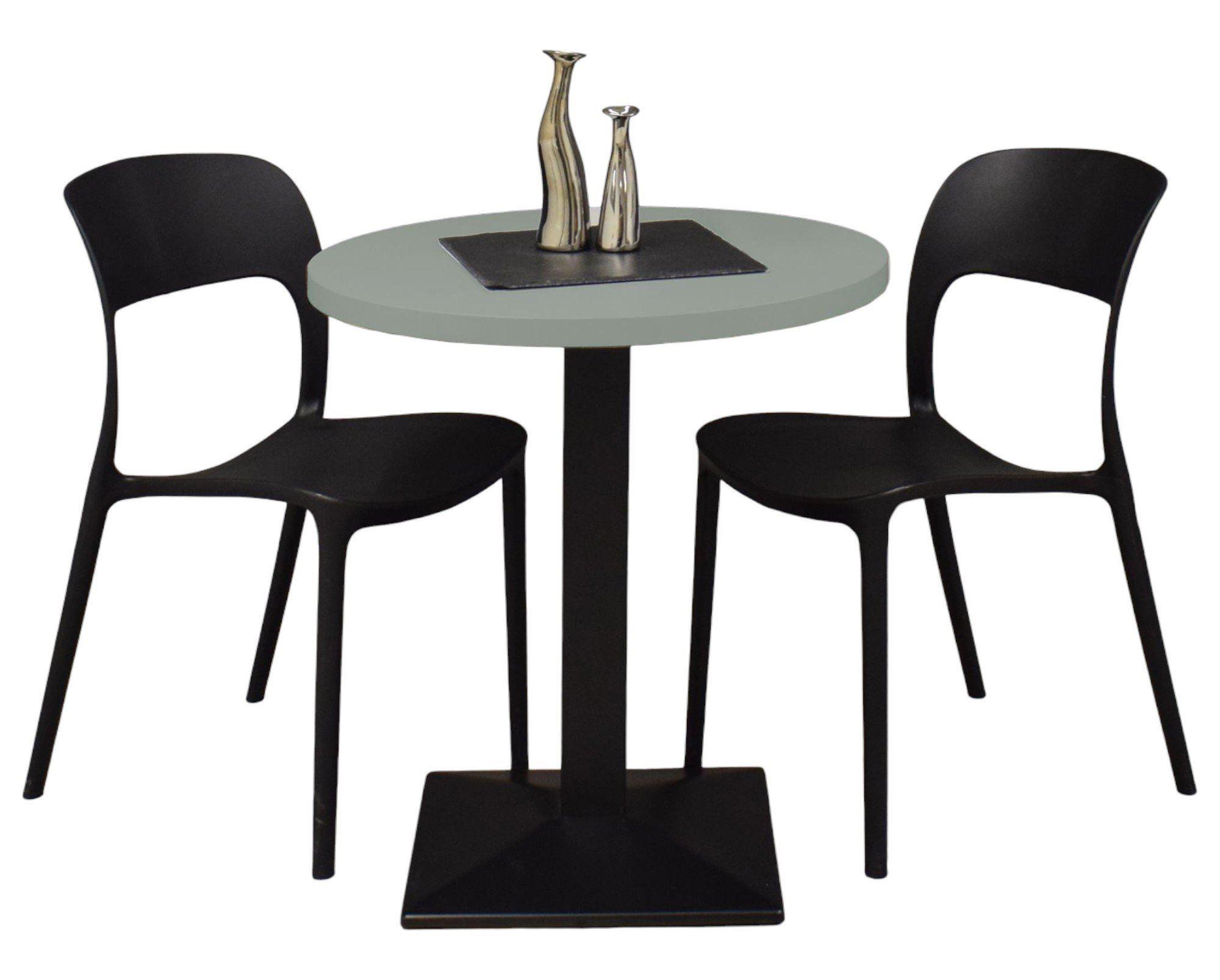 BARTISCH rund Elanur 70 cm schwarz matt/Pinie green matt lack - Grün, Metall (70/70/75cm) - 58aufmkessel