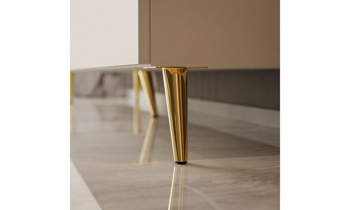 TV-SCHRANK COLGANTE 150/40/49 cm schräge goldfarbene Füße mit LED-Beleuchtung Kaschmir - Kaschmir/Goldfarben, Holzwerkstoff (150/49/40cm) - Lookway