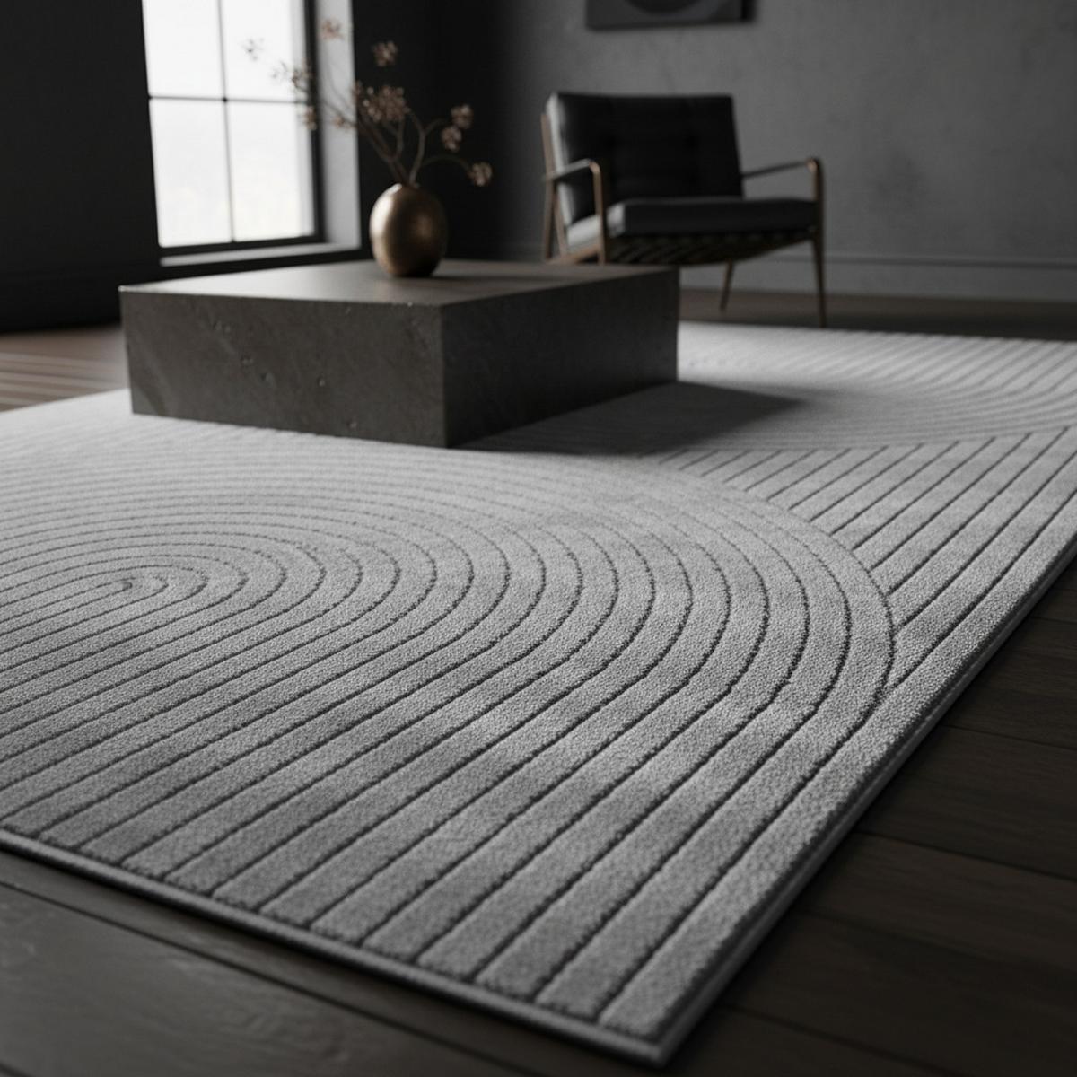 TEPPICH Outdoor ENGADIN in Silber, im Skandi-Stil mit 3D-Design, 200 x 290 cm - Silberfarben, Textil (290/200cm) - KADIMA DESIGN