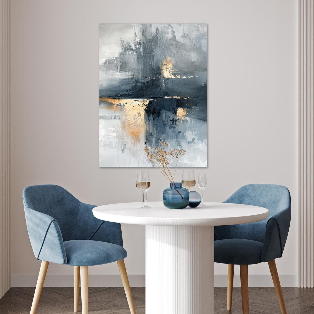 POSTER Kunst - Grau - Gold - Abstrakt Deko Wohnzimmer 60x80 cm - Dunkelgrau, Papier (60/80/0.1cm) - MuchoWow