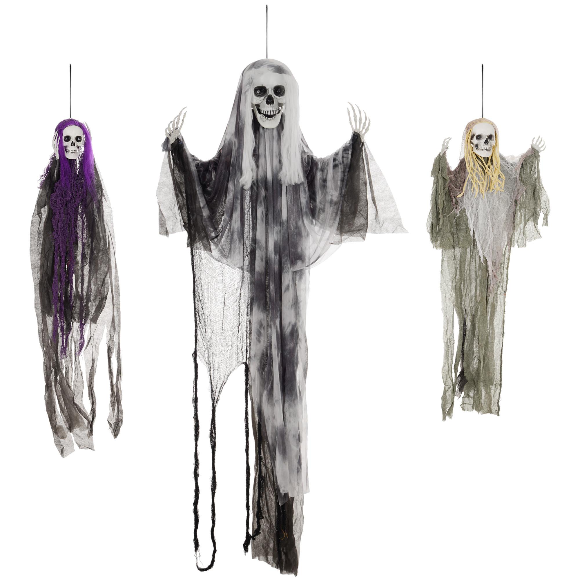 HALLOWEEN DECORATIONS 90/110/200cm Hängendes Skelett mit verstellbare Arme - Multicolor, Kunststoff (17/200/60cm) - HOMCOM