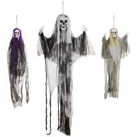HALLOWEEN DECORATIONS 90/110/200cm Hängendes Skelett mit verstellbare Arme - Multicolor, Kunststoff (17/200/60cm) - HOMCOM