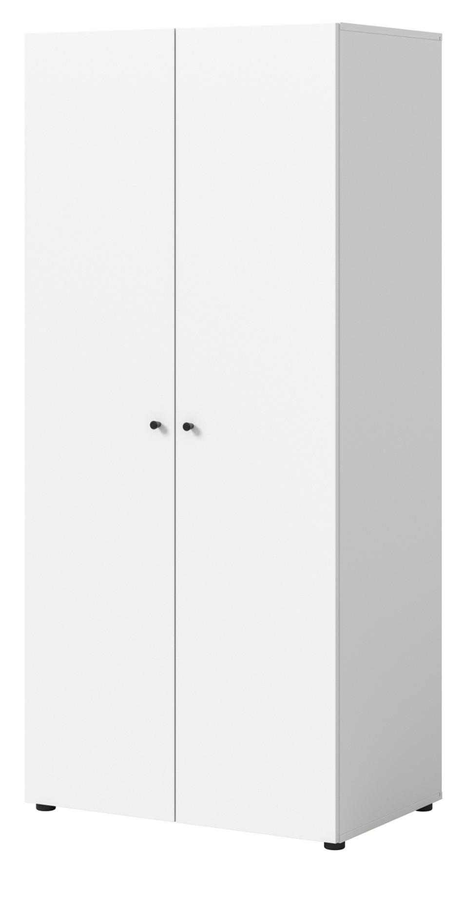 KLEIDERSCHRANK weiß 2-türig 80 cm, Drehtürenschrank mit Kleiderstange - Schwarz/Weiß, Holzwerkstoff/Kunststoff (80/176/51cm) - Inn.Furn