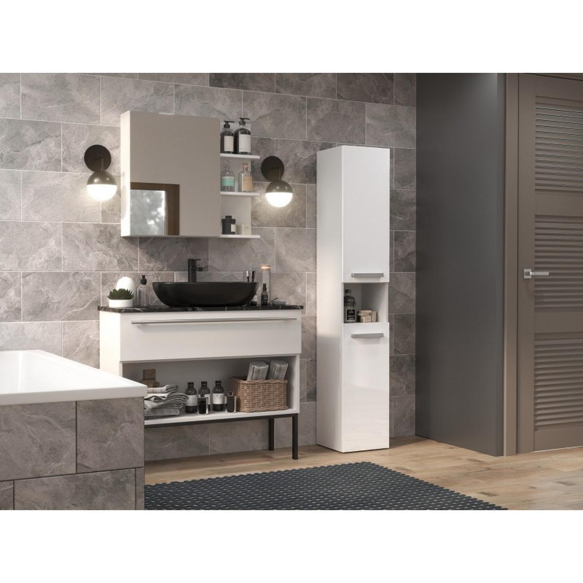 BADEZIMMERSCHRANK Weiß, Hochglanz Weiß 31/174/30 - Weiß, Holzwerkstoff (31/174/30cm) - RAUMHIRSCH FURNITURE