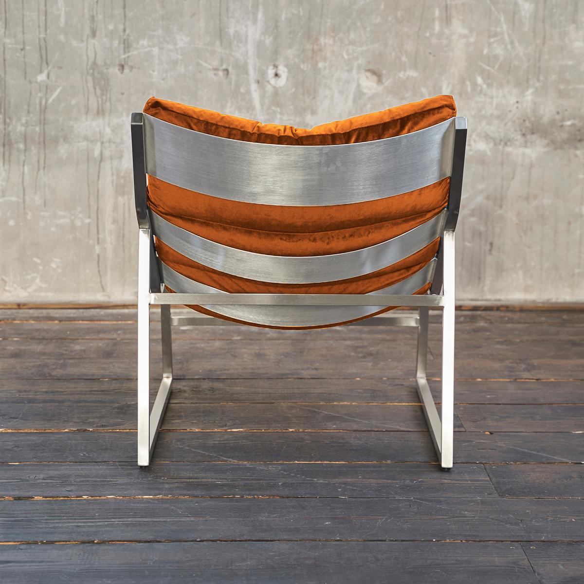 RELAXSESSEL SIRO Orange Webstoff - Silberfarben/Orange, Textil/Metall (70/78/125cm) - KAWOLA