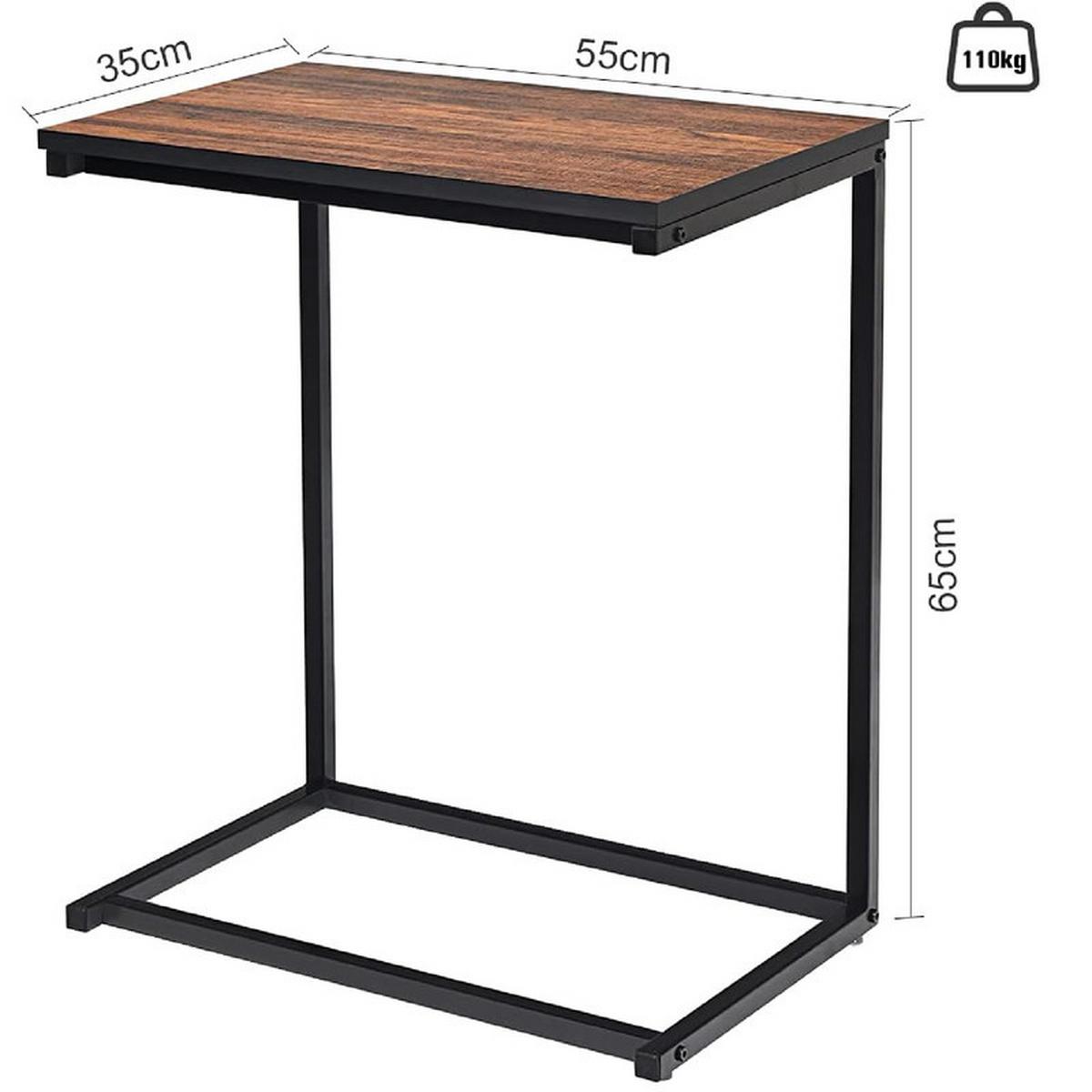 LAPTOPTISCH C-förmig hellbraun - Hellbraun, Metall (35/55/65cm) - COSTWAY