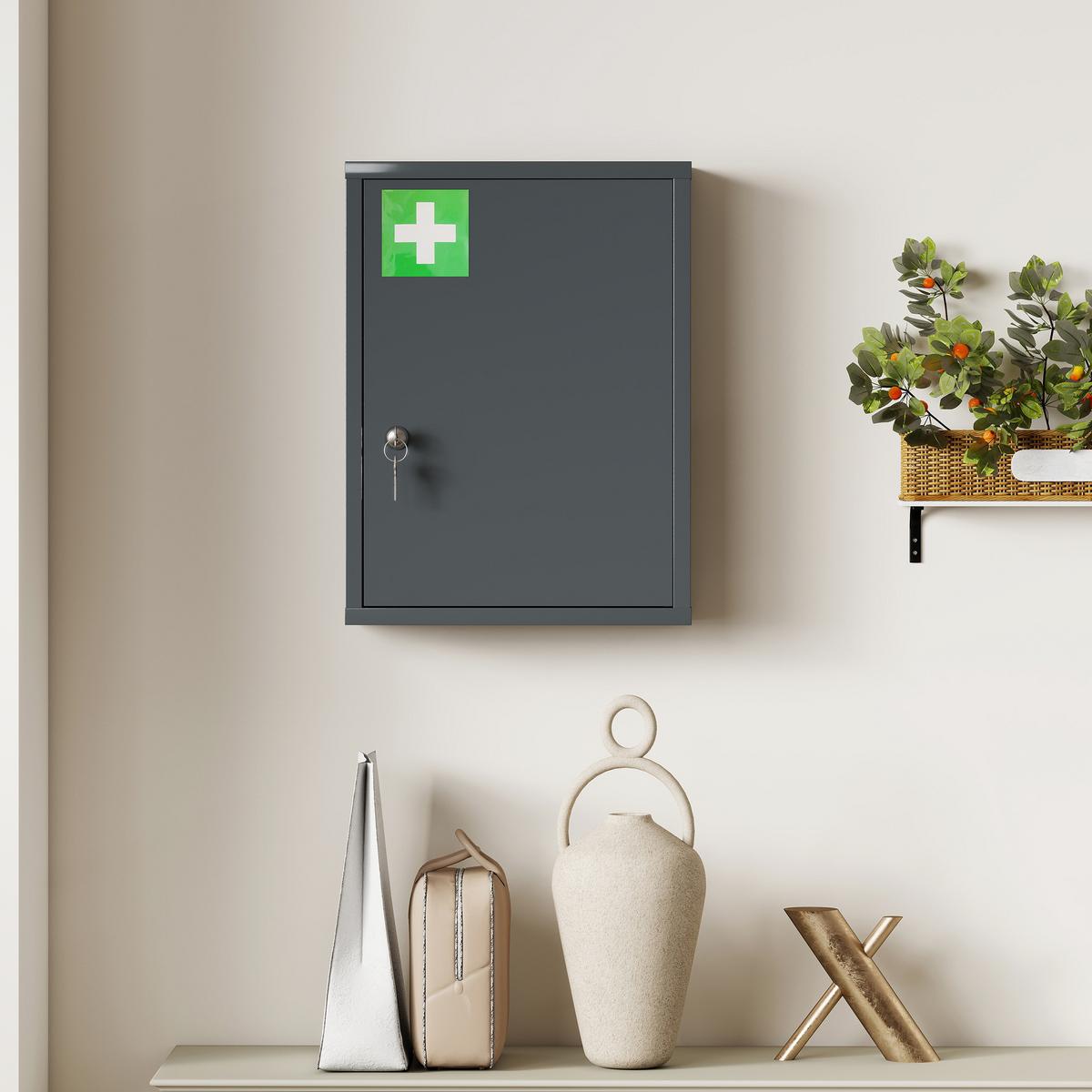 MEDIZINSCHRANK Kaltgewalzter Stahl Kohlegrau - Dunkelgrau, Metall (15/53.5/40cm) - Kleankin