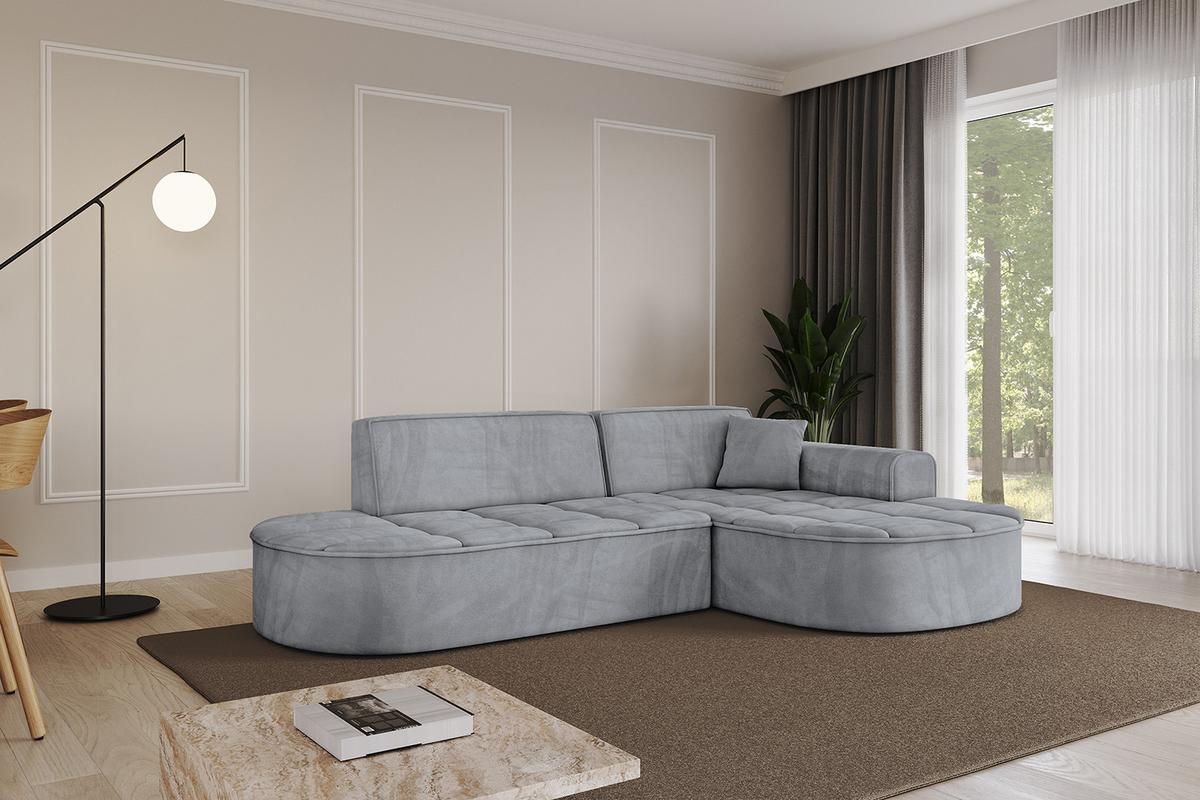 ECKSOFA Ottomane Rechts TARO-L1 - 243x171x79,5 cm Hellgrau - Grau, Holzwerkstoff/Textil (243/171cm) - ALTDECOR