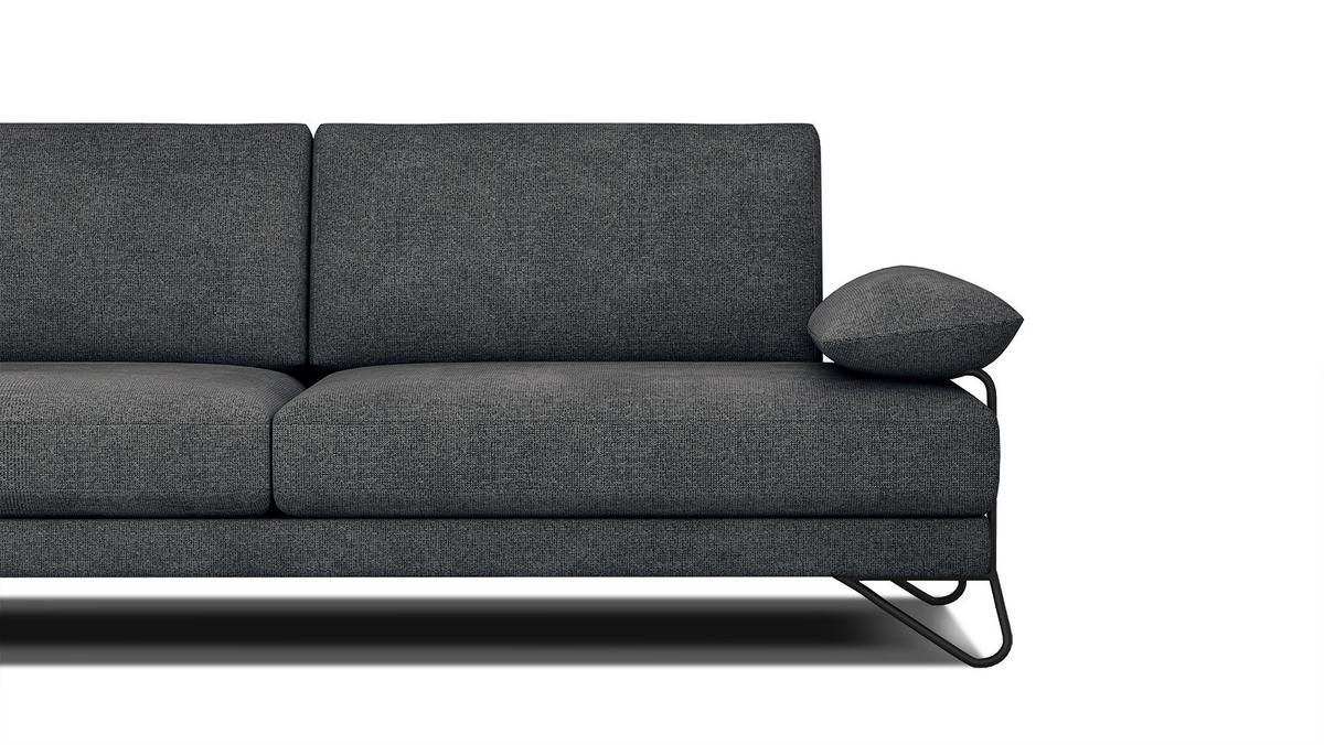 SOFA LORI 3-Sitzer, dunkelgrau - Dunkelgrau/Schwarz, Holzwerkstoff/Textil (245/87/96cm) - Wozimo