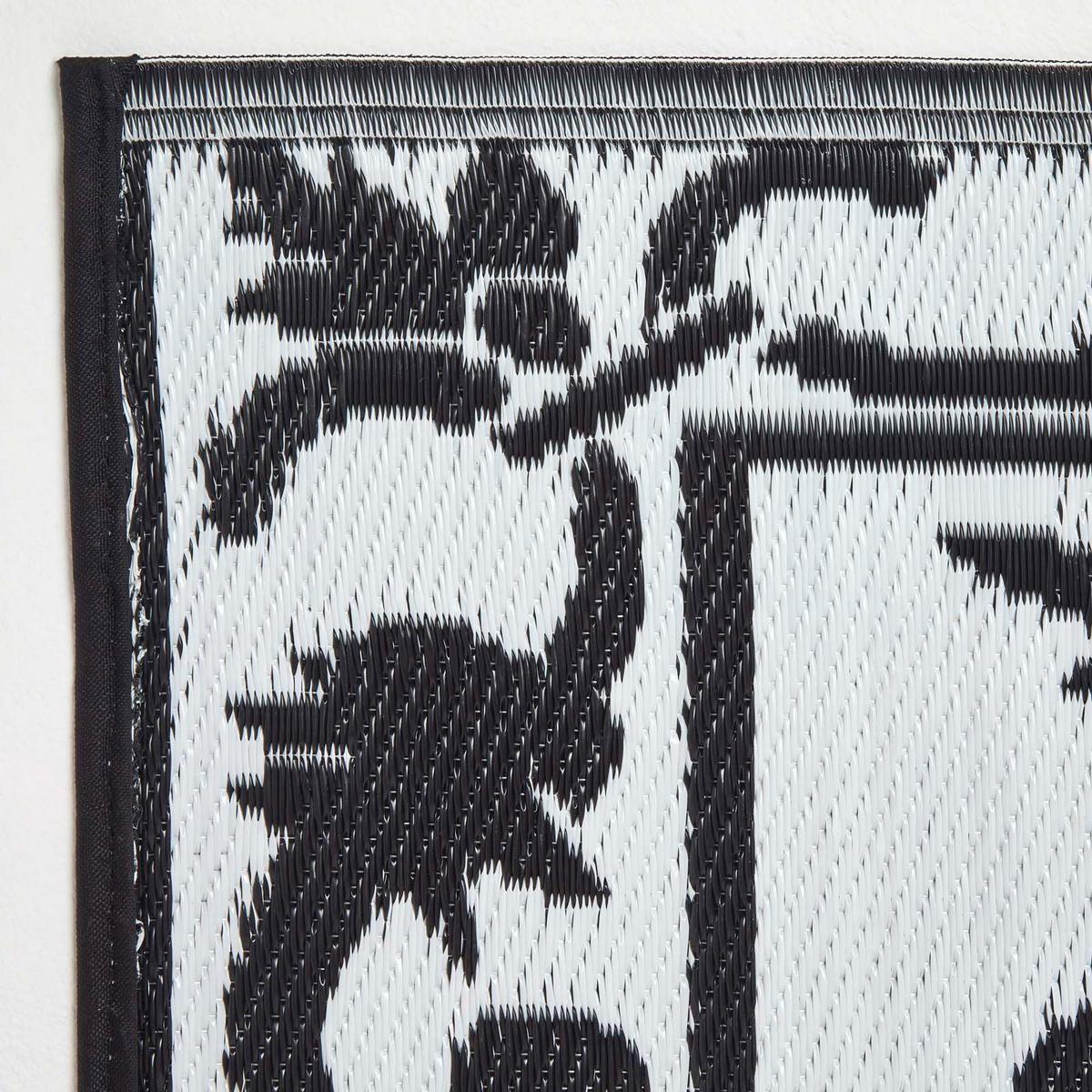 OUTDOORTEPPICH-LÄUFER, Damast-Muster 72/198 cm - Schwarz, Kunststoff (73/198cm) - Homescapes