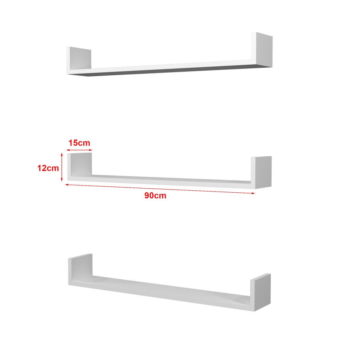 WANDREGAL-SET 3 TLG. Höganäs - Weiß, Holzwerkstoff (90/12/15cm) - [en.casa]