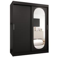 SCHIEBETÜRENSCHRANK mit Spiegel ROYAL 200/150/62 2-türig - Silberfarben/Schwarz, Holz (150/62/150cm) - MÖBEL KRYSPOL