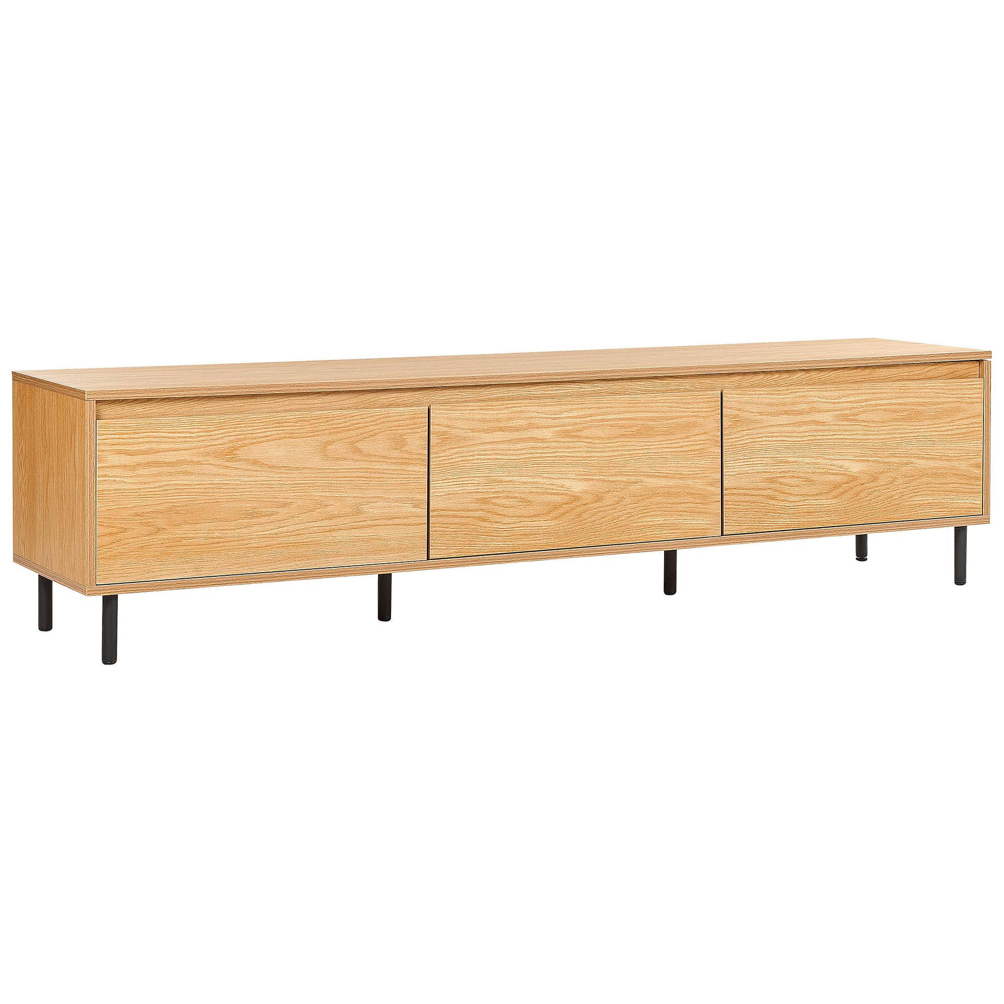 TV-MÖBEL Hellbraun, Schwarz Nikea 45/180/40 cm - Hellbraun, Holzwerkstoff (180/45/40cm) - Beliani