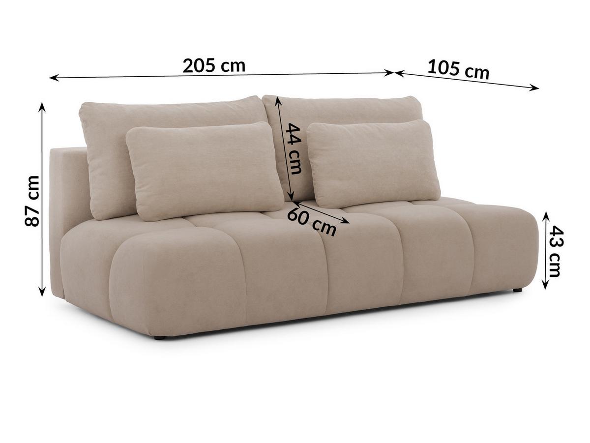 SCHLAFSOFA Belluno aus hochwertigem Dunkelbeige Plüschstoff mit Bettkasten und tiefen Steppungen in Bubble-Optik - Schwarz/Cappuccino, Holz/Kunststoff (205/87/105cm) - S-Style