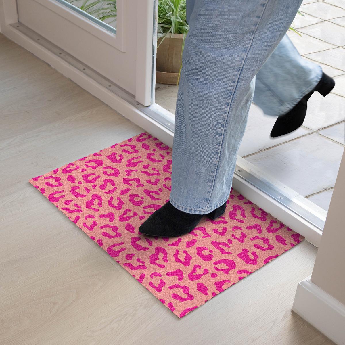 FUSSMATTE Pantherdruck - Rosa - Tierdruck - Minimalistisch Sauberlaufmatte 60x40 cm - Pink, Kunststoff (60/40cm) - MuchoWow