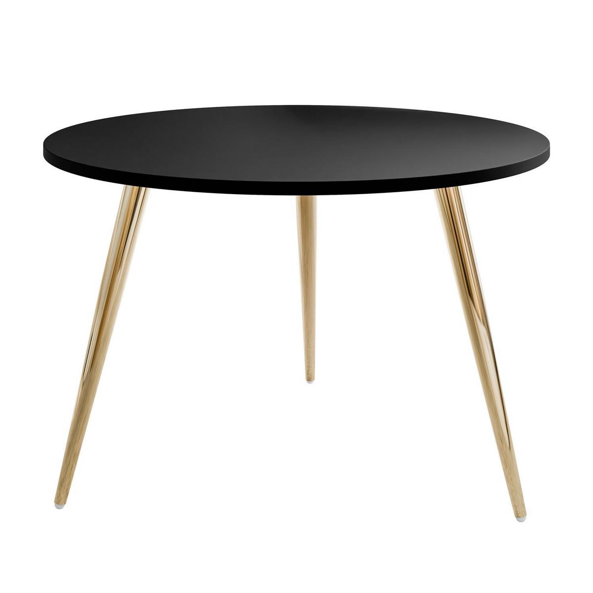 COUCHTISCH SOLEIL II, rund, mattschwarz, auf goldenen Beinen - Schwarz, Holzwerkstoff (60/60/47cm) - Lookway