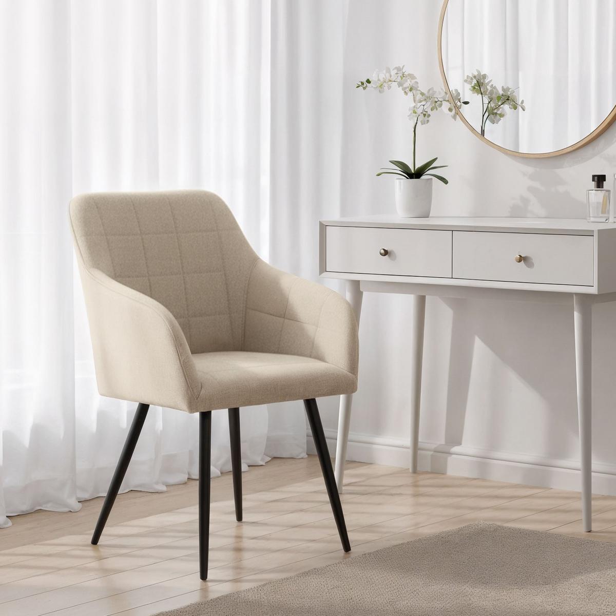 POLSTERSTUHL 4er Set, Metallbeine Beige, Gold, x 54/82/58 - Beige, Textil (54/82/51cm) - RAUMHIRSCH FURNITURE
