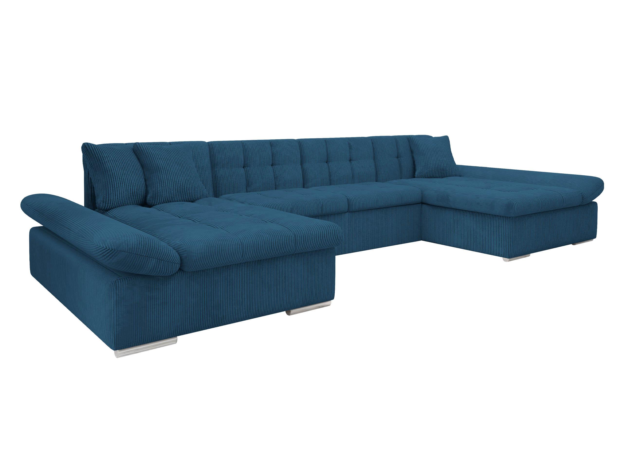 WOHNLANDSCHAFTEN Alia Cord - Blau/Chromfarben, Holz/Kunststoff (360/75/160cm) - MIRJAN24
