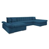 WOHNLANDSCHAFTEN Alia Cord - Blau/Chromfarben, Holz/Kunststoff (360/75/160cm) - MIRJAN24