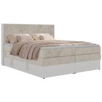 BOXSPRINGBETT TRAVIT KING 200/200 - Beige Cord - Topper Visco - H3 - Beige/Schwarz, Kunststoff/Textil (200/200cm) - MKS