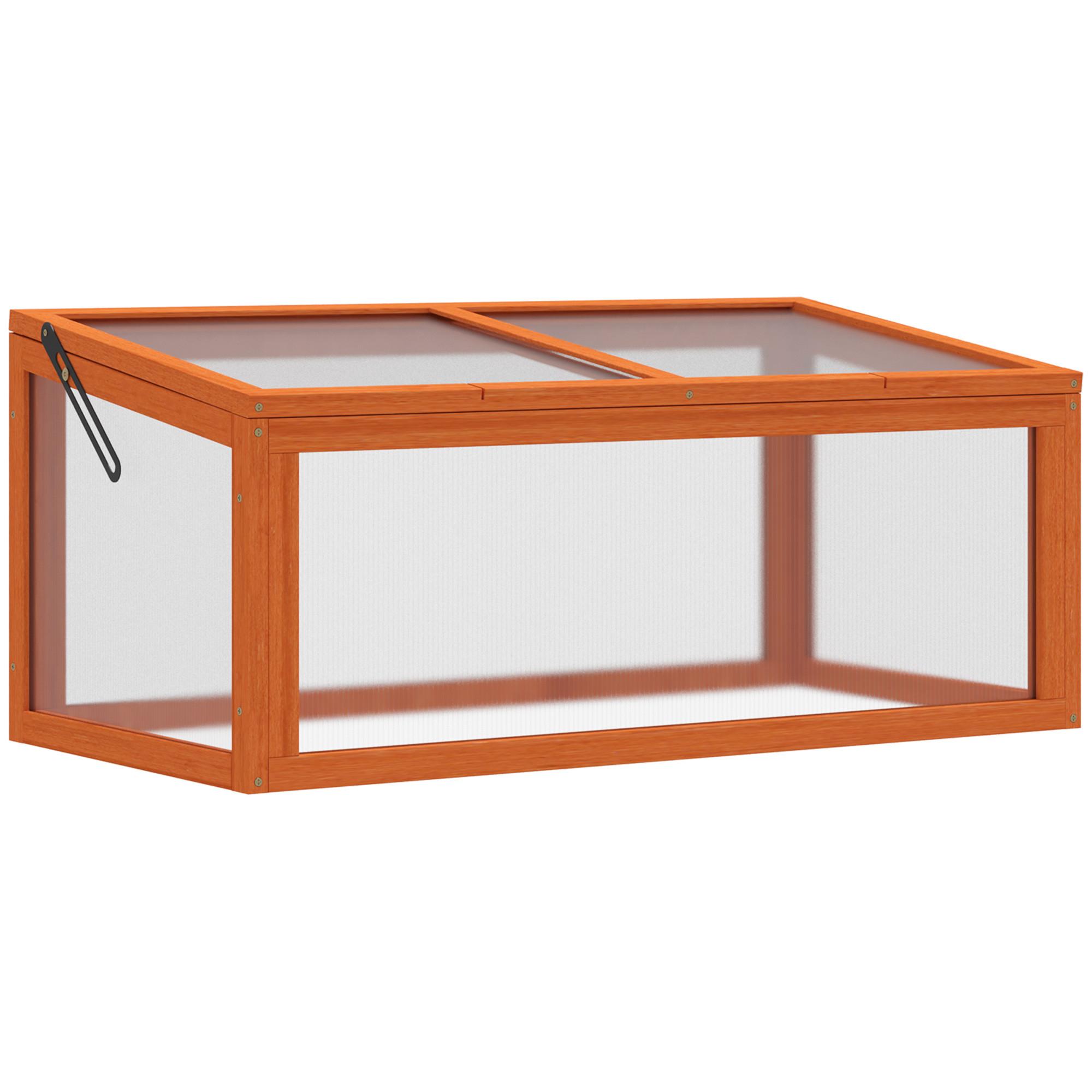 GEWÄCHSHAUS Pflanzenbeet mit Abdeckung, Tannenholz, Polycarbonat, Orange - Orange, Holz (46/40/90cm) - Outsunny