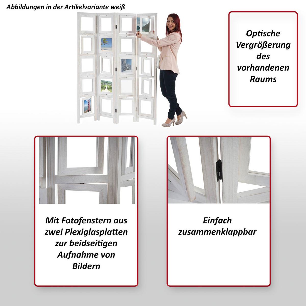 PARAVENT BILDGALERIE Weiß - Weiß, Holz (125/161/2cm) - MCW