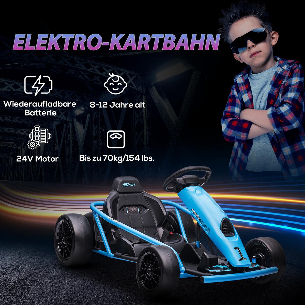 KINDER Elektro Gokart - Blau, Metall (115/77/54cm) - HOMCOM