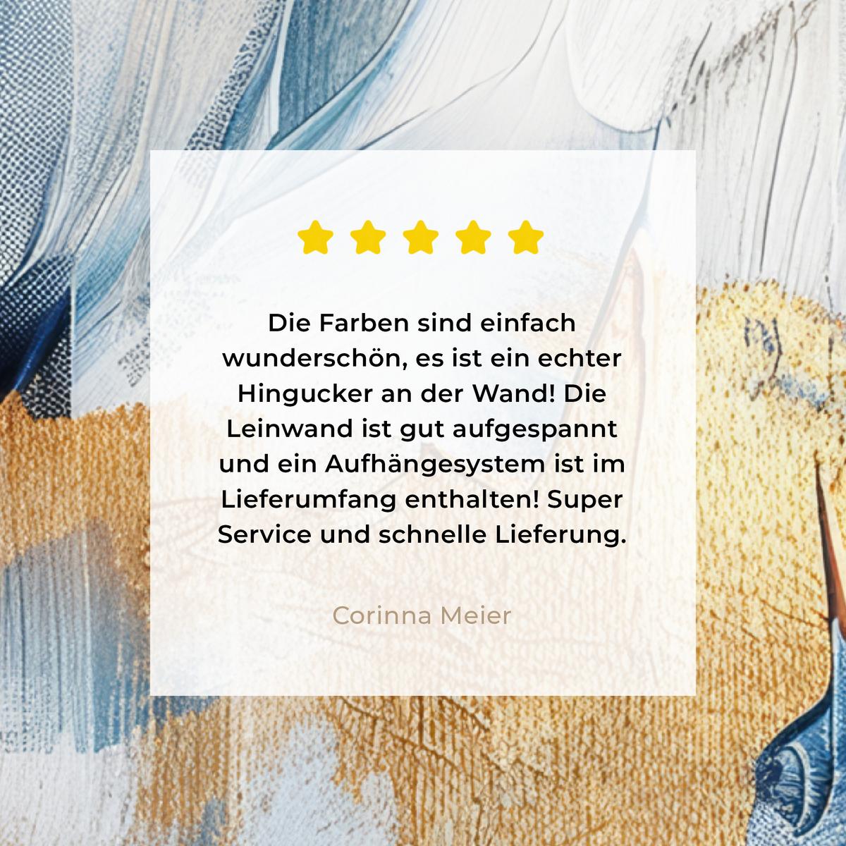 LEINWANDBILD Gold - Blau - Aquarell - Kunst - Modern Wandbild Wohnzimmer 60x80 cm - Hellblau, Textil (60/80cm) - MuchoWow