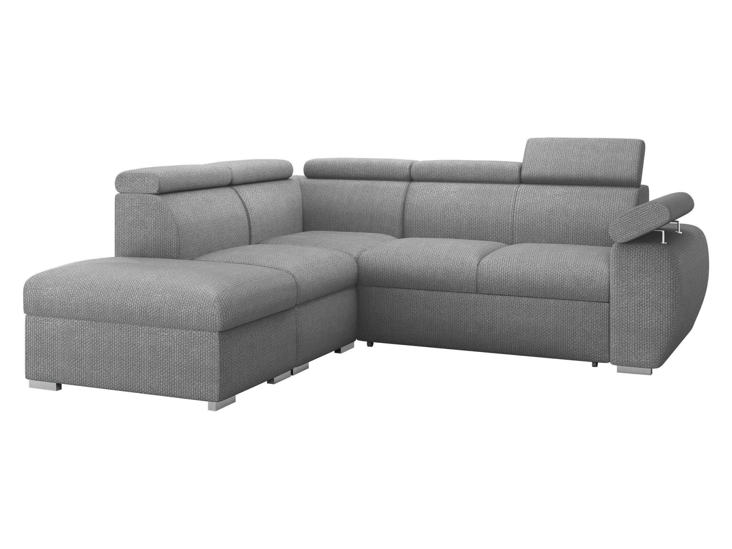 ECKSOFA Boston 2RR1P, Seite: Links PUFAP+R+1P(65)+2R - Dunkelgrau/Silberfarben, Holz/Textil (260/230cm) - MIRJAN24