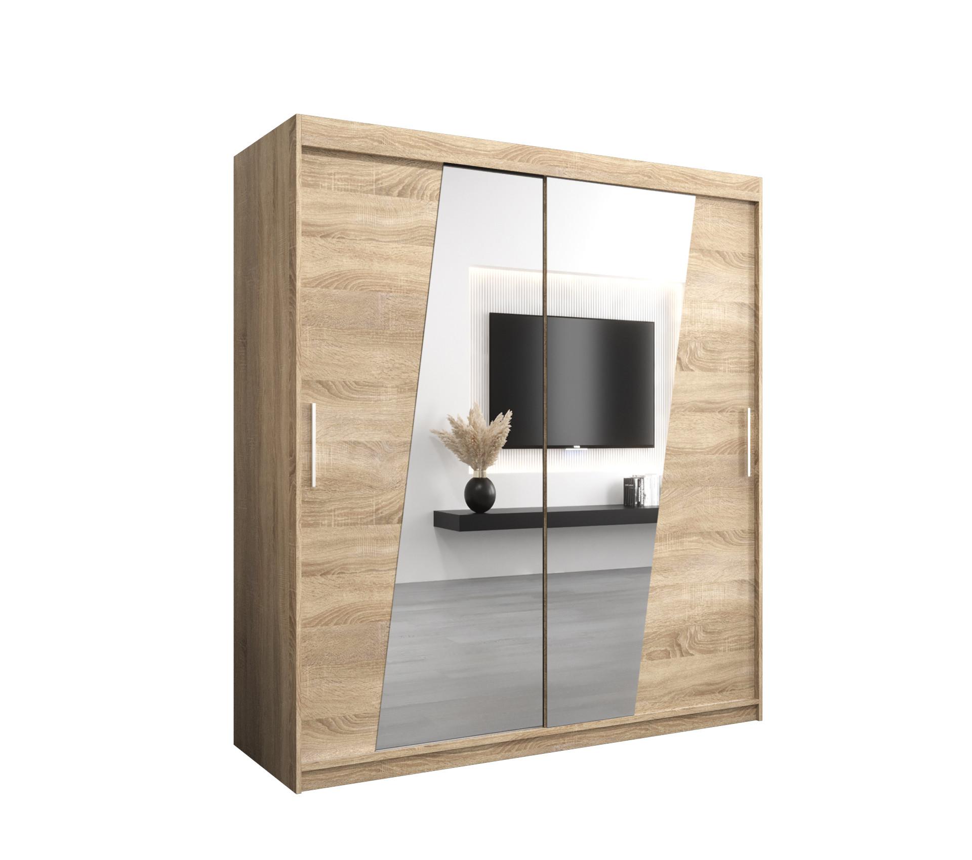 SCHWEBETÜRENSCHRANK 200/180/62 2-türig - Silberfarben/Sonoma Eiche, Holz/Kunststoff (180/200/62cm) - MÖBEL KRYSPOL
