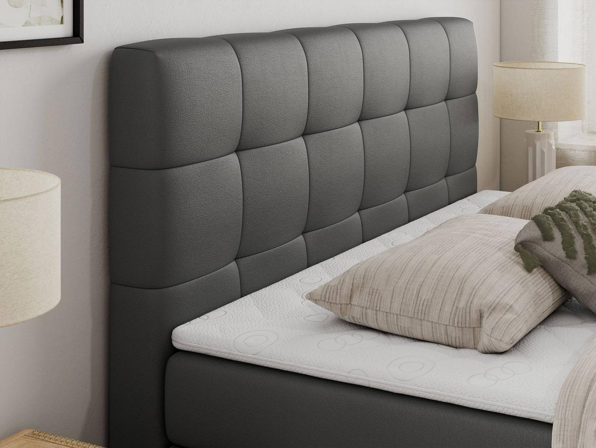 BOXSPRINGBETT LUKA KING 120/200 Dunkelgrau Kunstleder - H3 - Dunkelgrau, Holz/Textil (120/200cm) - MKS