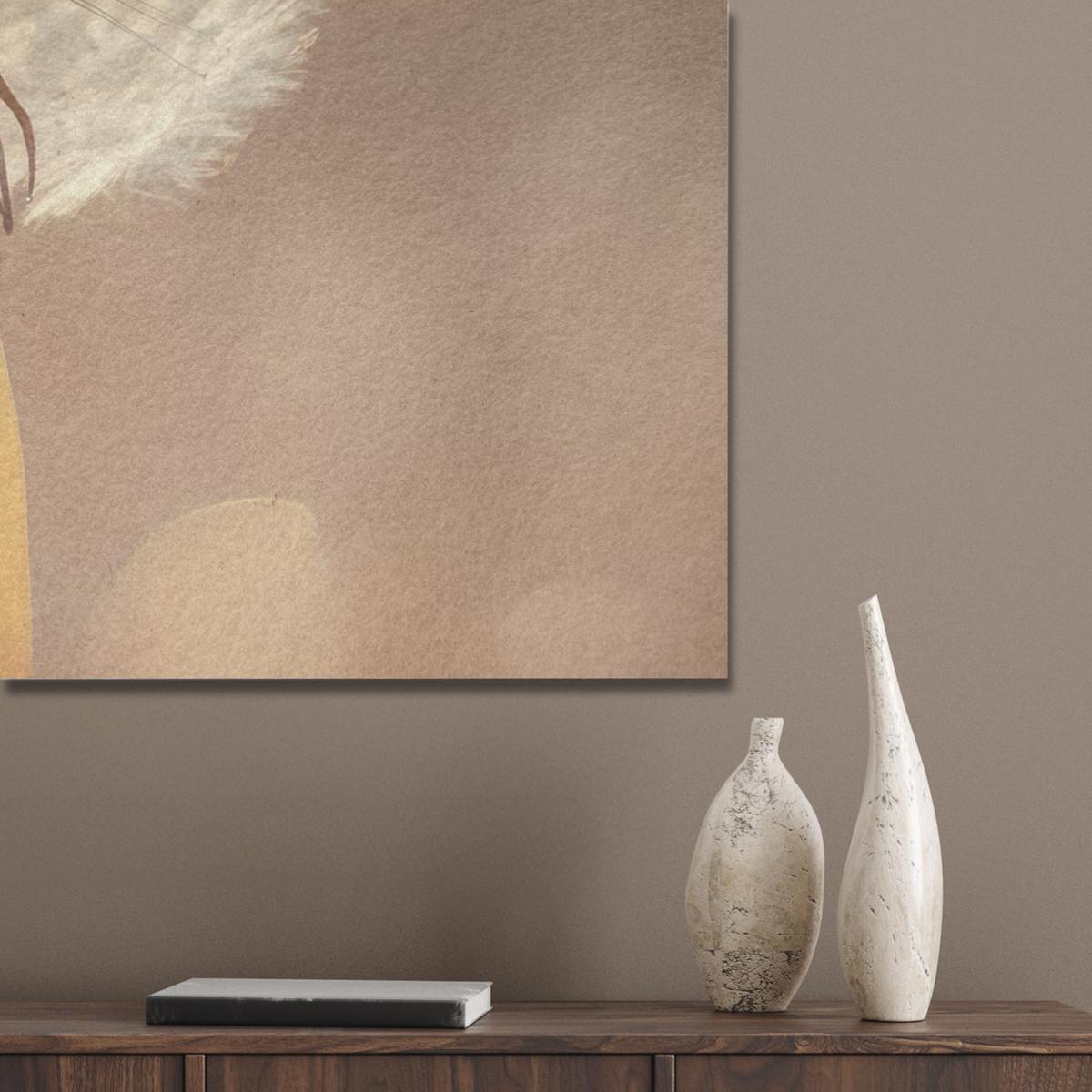 AKUSTIKBILD Löwenzahn - Beige - Natur - Blume Wandbild Wohnzimmer 100x70 cm - Hellbraun, Kunststoff (100/70/0.9cm) - MuchoWow