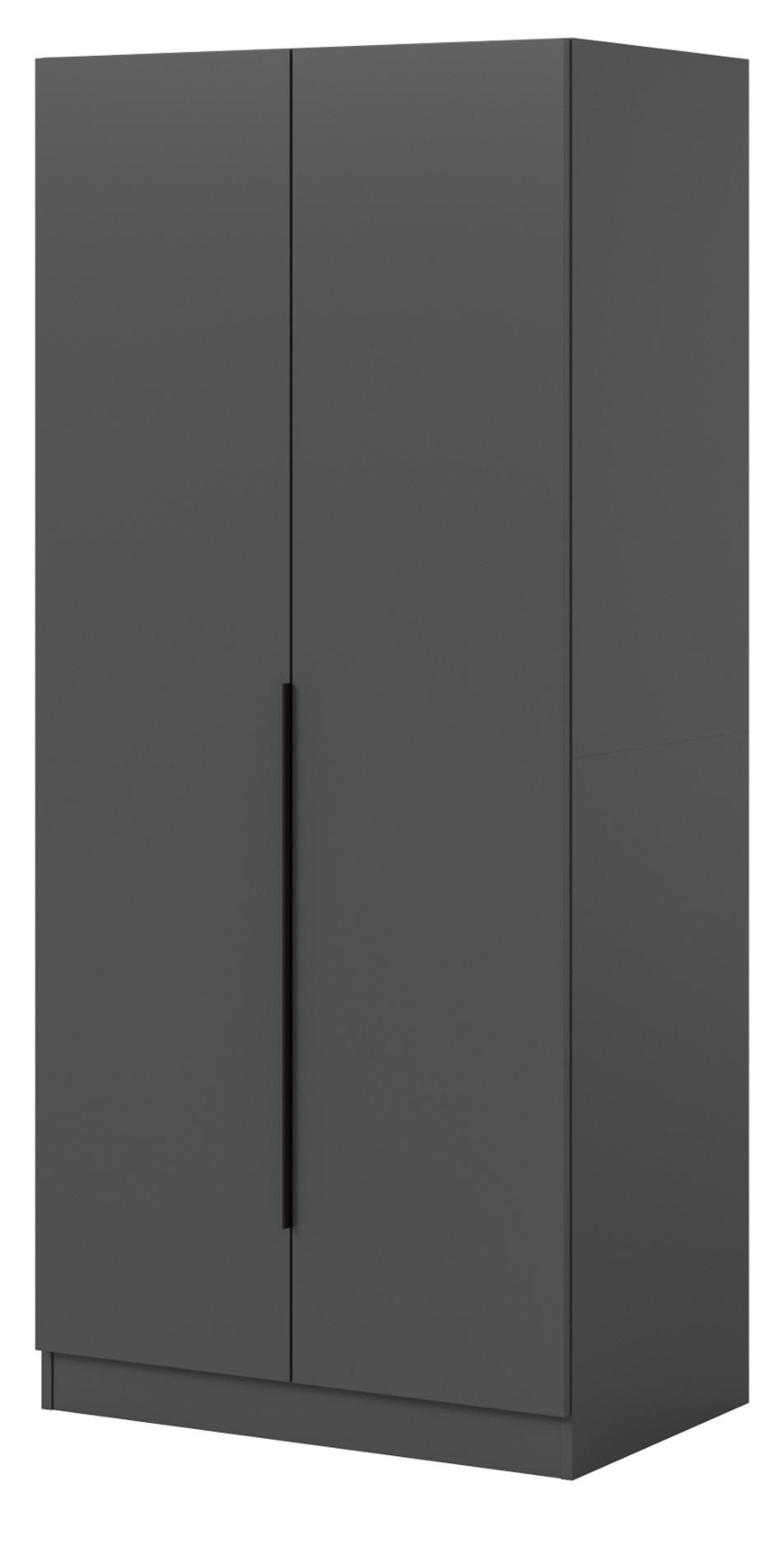 KLEIDERSCHRANK grau 2-türig 80 x 181 cm, Drehtürenschrank mit Kleiderstange - Schwarz/Grau, Holzwerkstoff/Kunststoff (80/181/52cm) - Inn.Furn