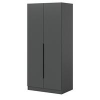 KLEIDERSCHRANK grau 2-türig 80 x 181 cm, Drehtürenschrank mit Kleiderstange - Schwarz/Grau, Holzwerkstoff/Kunststoff (80/181/52cm) - Inn.Furn
