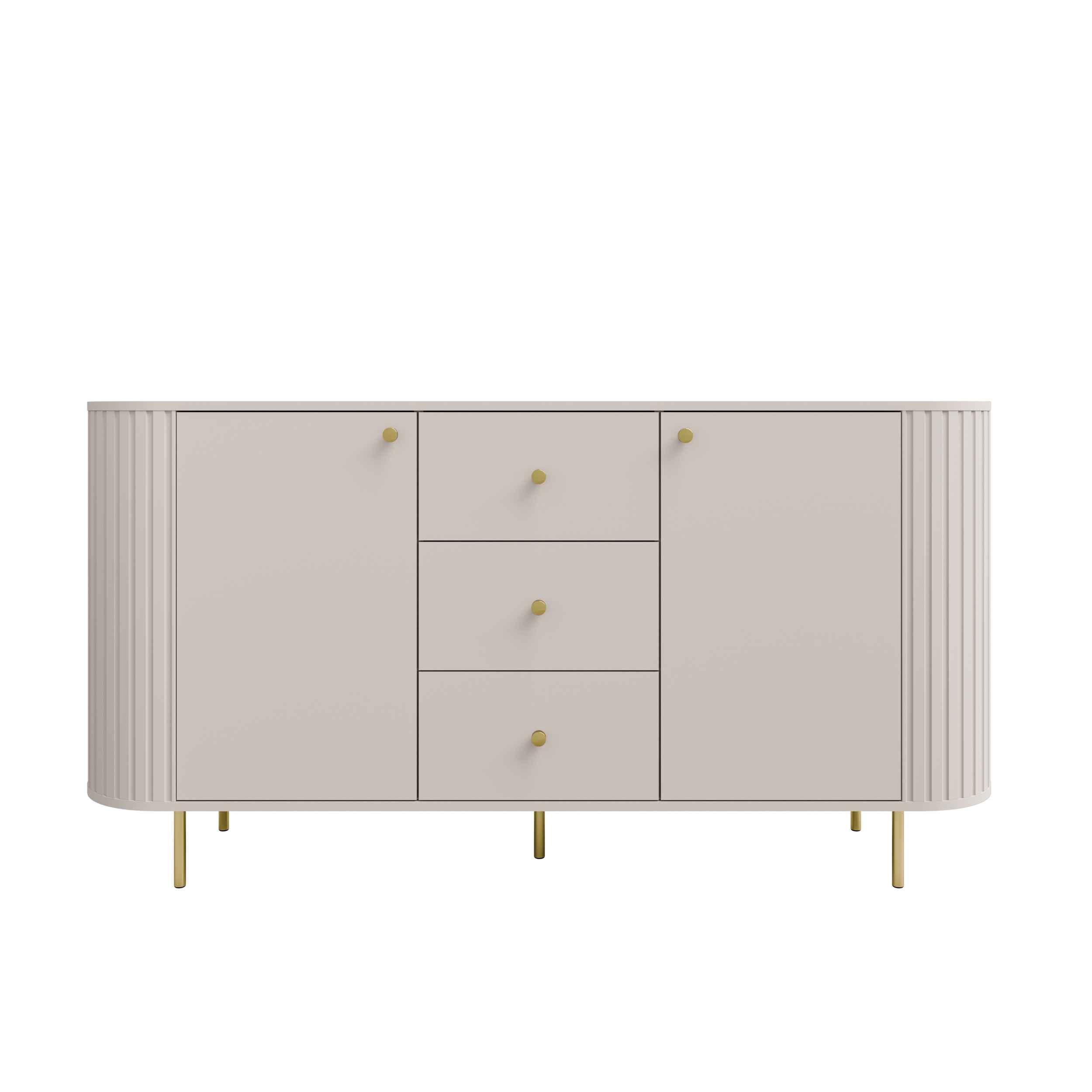 KOMMODE BOLLA 164,4/85,4/42,3cm mit 3 Schubladen 2 Türen Beige - Beige, Holzwerkstoff (164.4/85.4/42.3cm) - MASSENO
