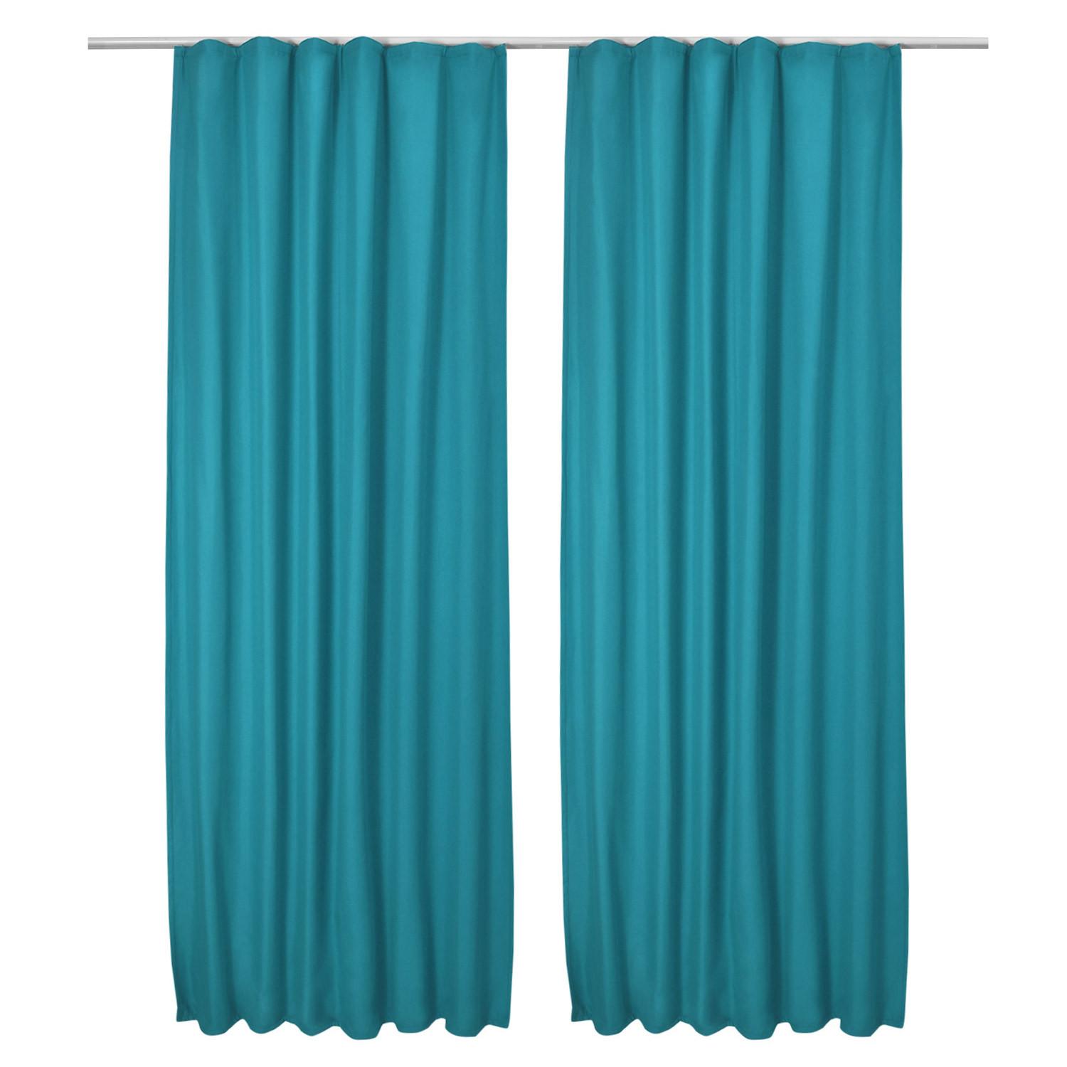 VORHANG Amelie TK mit Kräuselband 140x245cm Türkis (2tlg) - Türkis, Textil (140/245/1cm) - Beautissu 