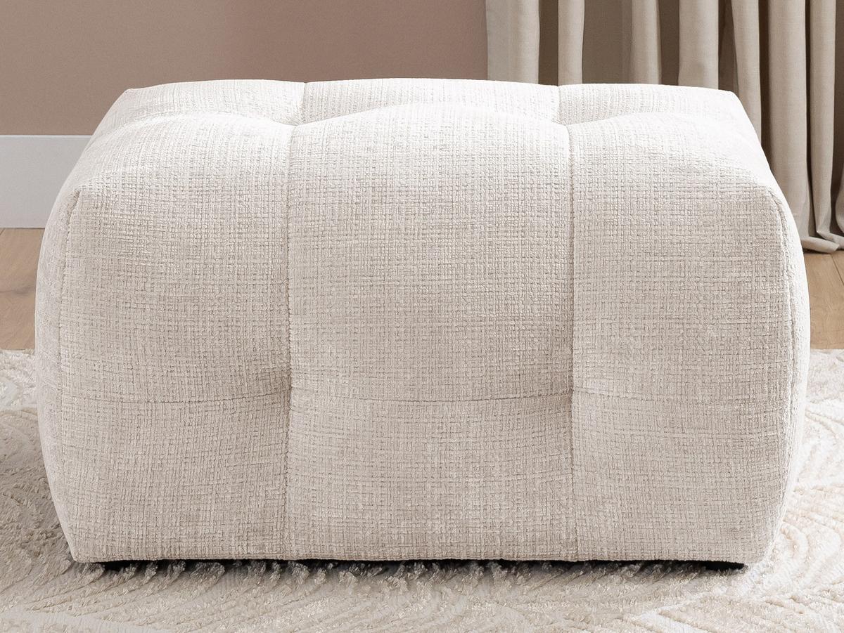 POLSTERHOCKER Kozy im Bumpy-Design aus weichem Beige Chenille-Stoff - Beige/Creme, Holz/Textil (87/46/68cm) - S-Style Möbel