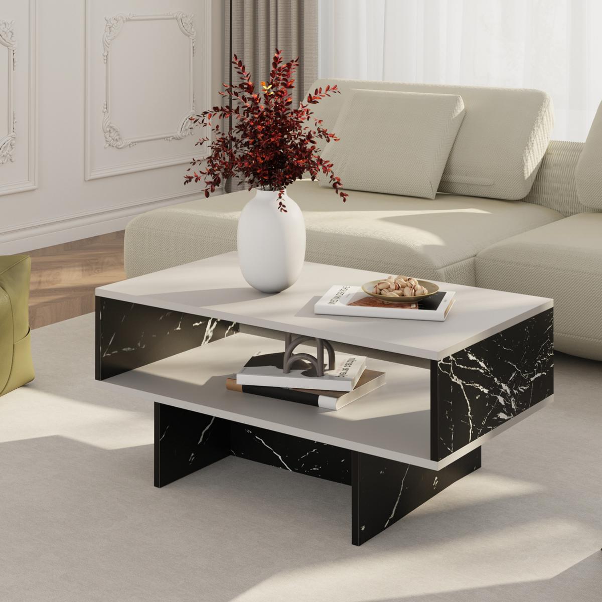 COUCHTISCH Mjölby 80/45/37 - Schwarz, Holzwerkstoff (45/80/37cm) - [en.casa]