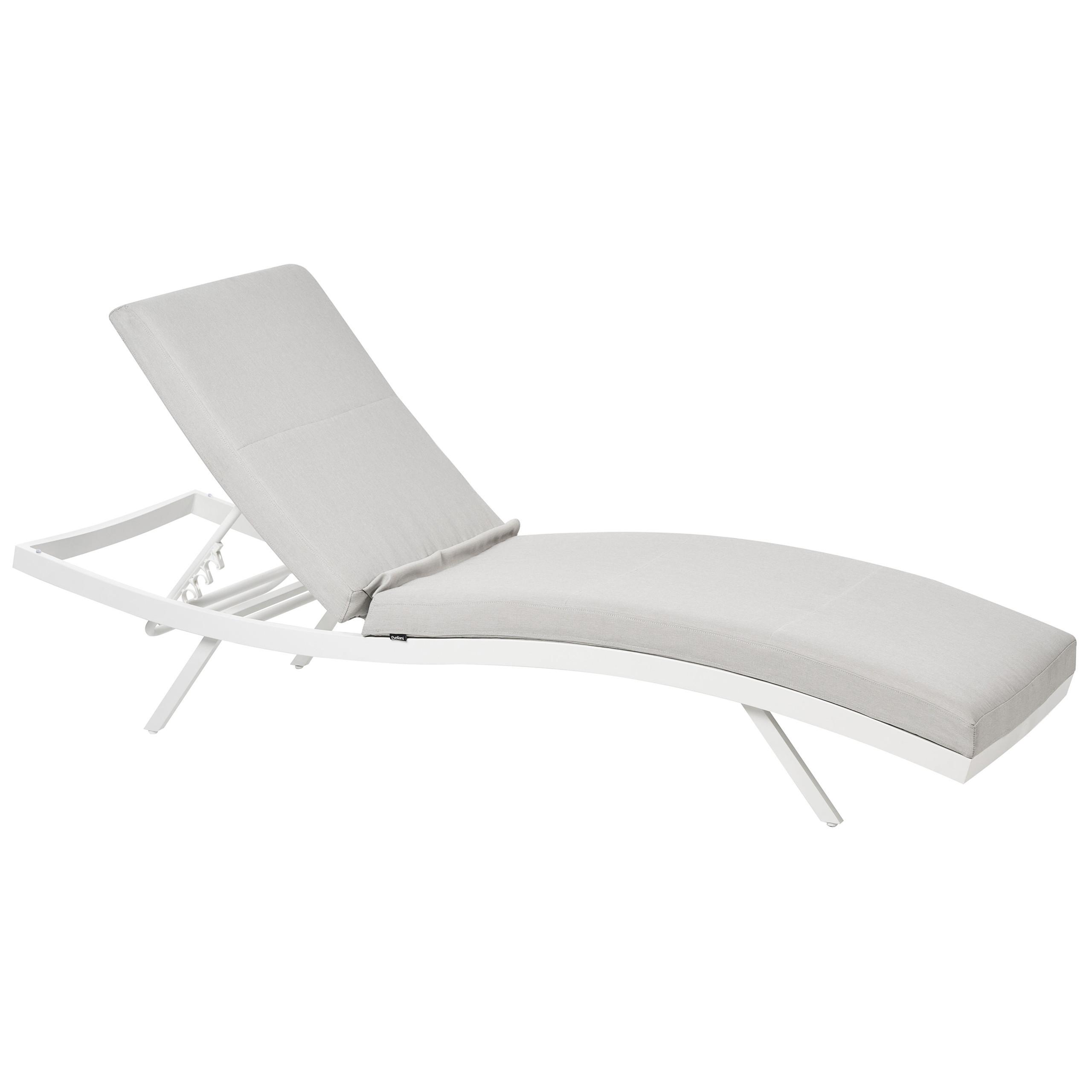 GARTENLIEGE 2er Set Grau Amelia - Weiß/Grau, Textil (65/88/199cm) - Beliani