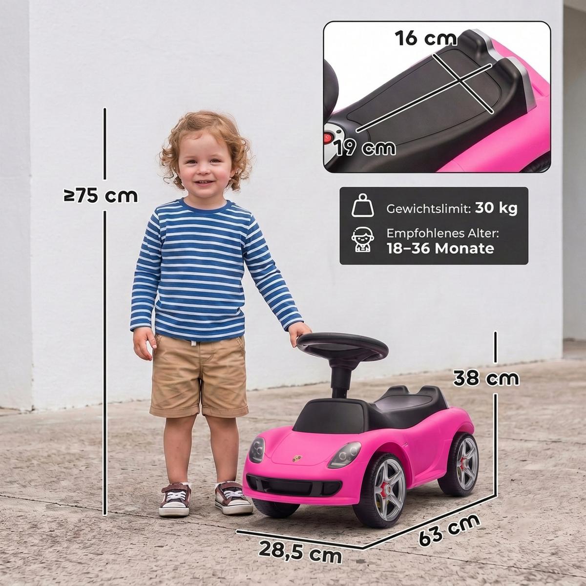 KINDER-RUTSCHAUTO Kunststoff Rosa - Rosa, Kunststoff (63/28.5/38cm) - AIYAPLAY