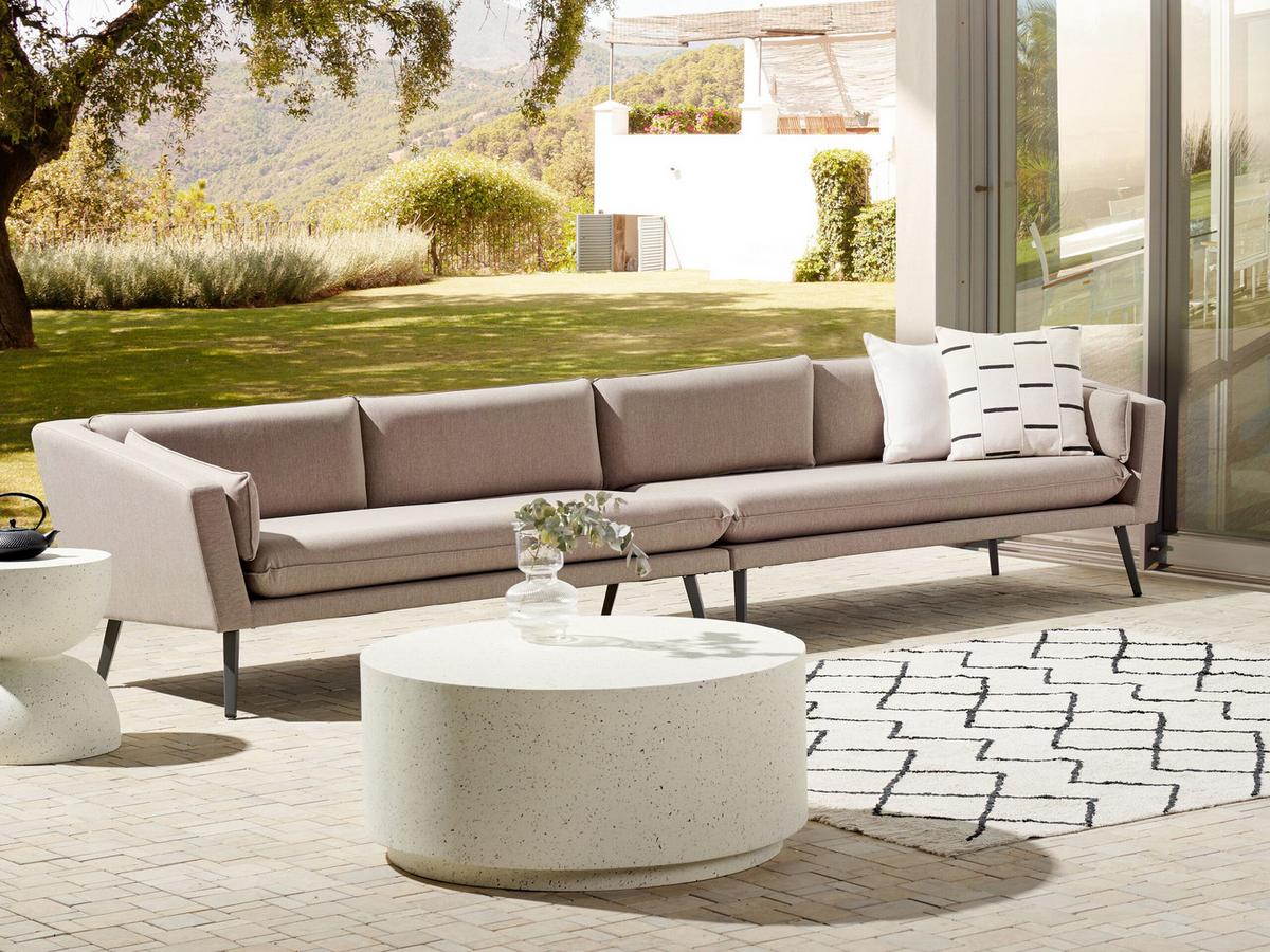GARTENSOFA 4-Sitzer beige modular Loretello - Beige/Grau, Textil (320/70/76cm) - Beliani